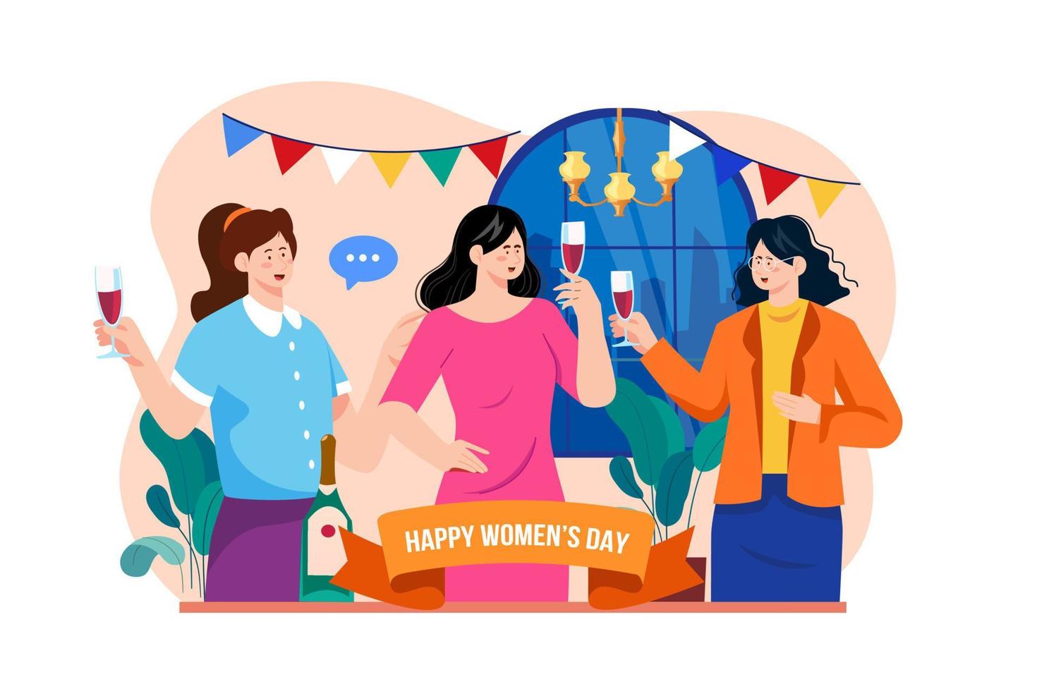 illustrationskonzept zum internationalen frauentag. eine flache Abbildung isoliert auf weißem Hintergrund vektor