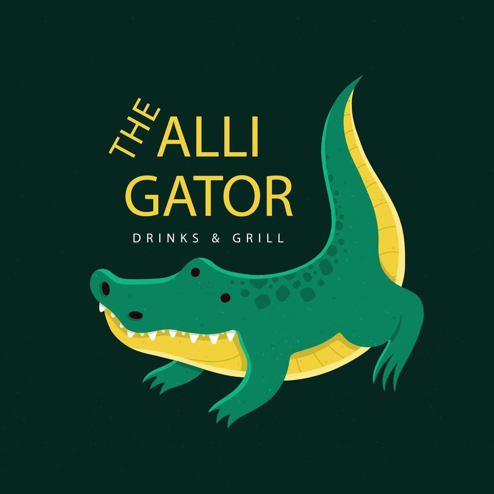 platt alligator logotyp mall vektor