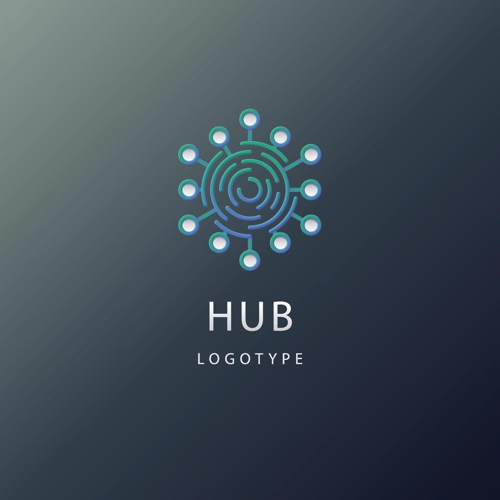 Farbverlauf-Hub-Logo-Design-Vorlagenvektor vektor