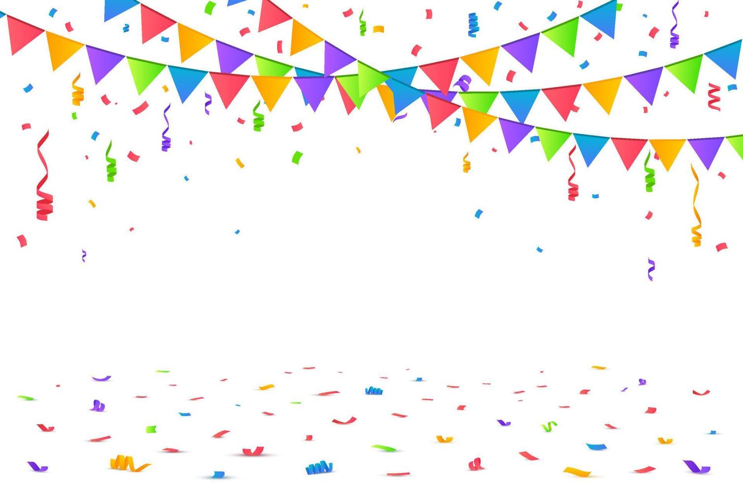 faller konfetti med flagga girlander, födelsedag vektor bakgrund