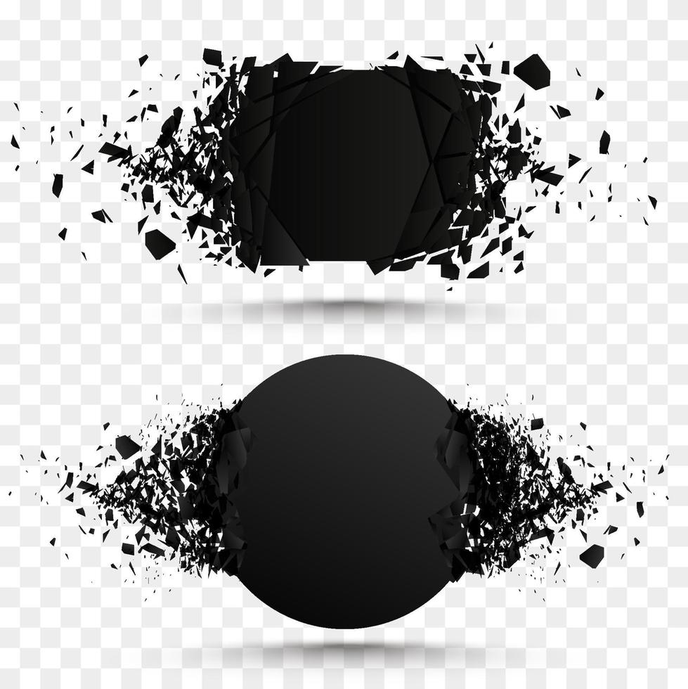 svart sten med skräp isolerat. abstrakt svart explosion. geometrisk illustration. vektor förstörelse former med skräp