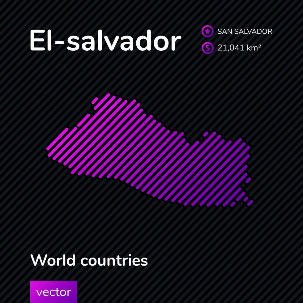 El Salvador vektor platt Karta i svart och violett färger på randig bakgrund. pedagogiskt baner