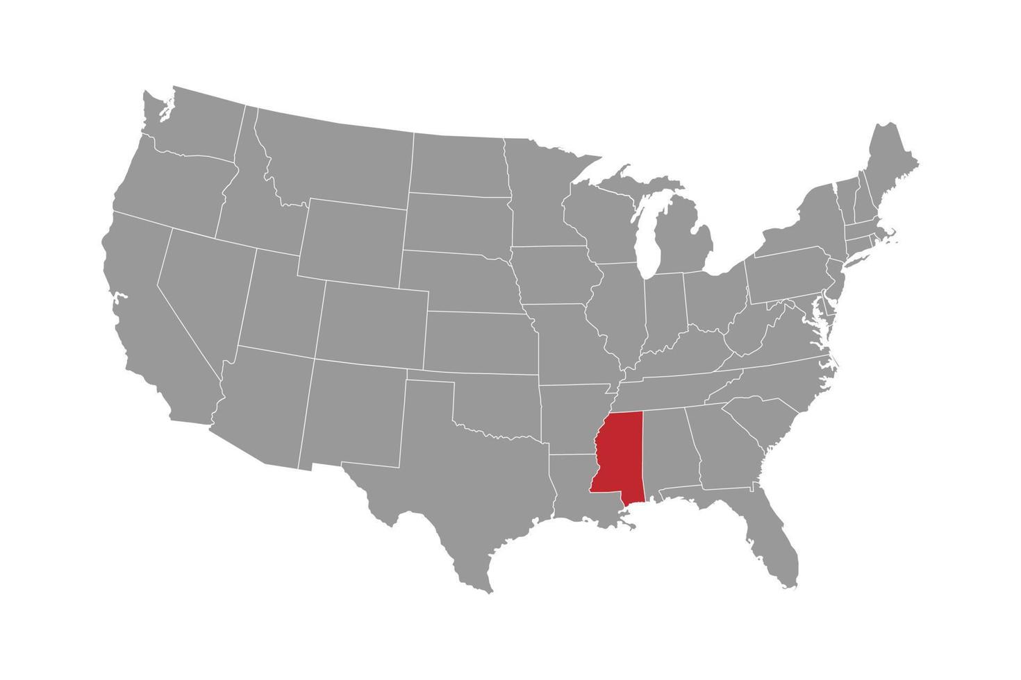 Karte des Bundesstaates Mississippi. Vektor-Illustration. vektor