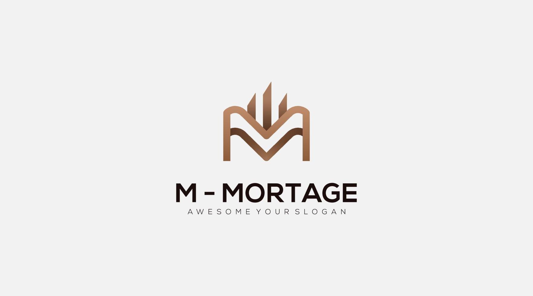 Strichzeichnungsbuchstabe M Hypothek Logo Gebäude Design Vektor