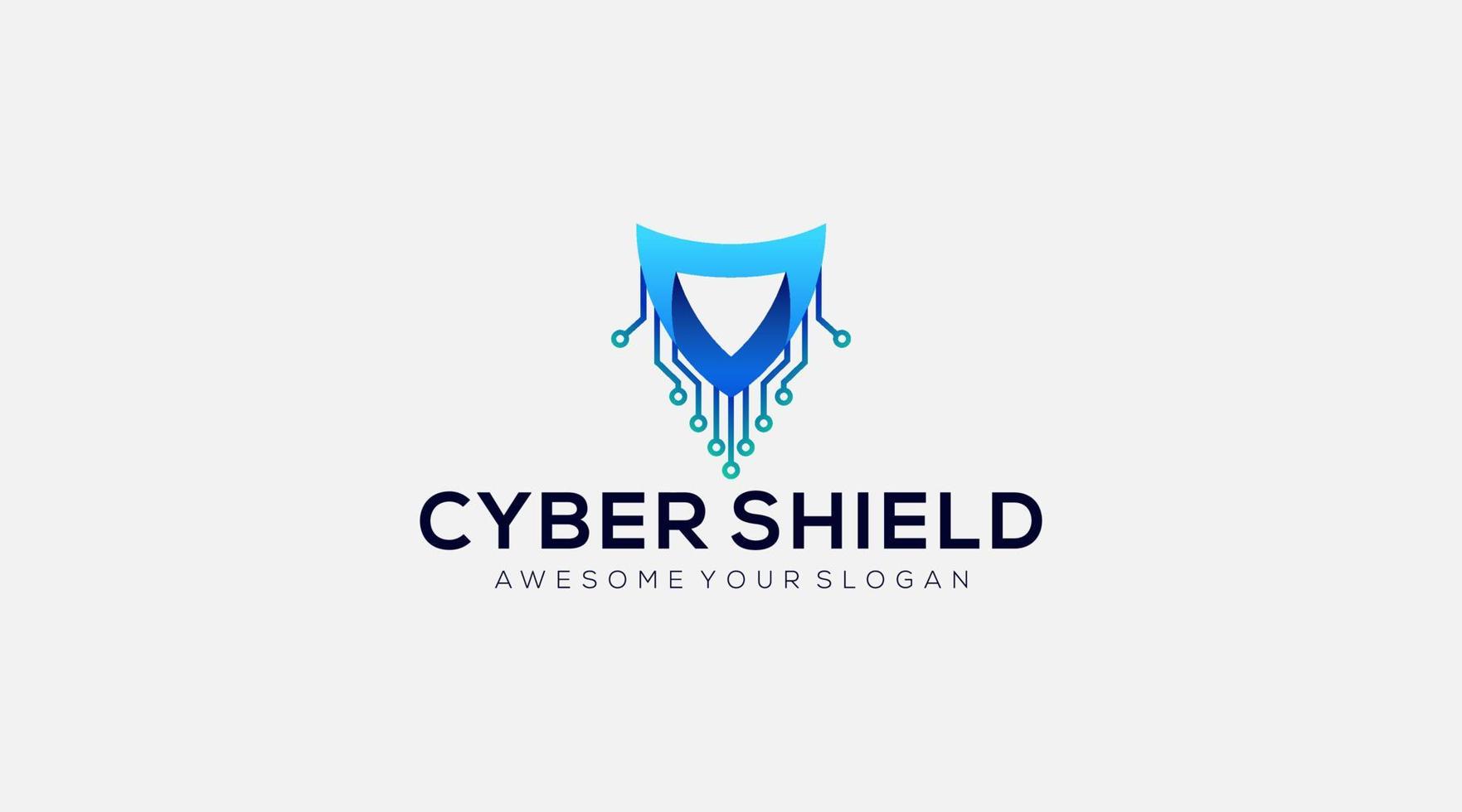 kvalitet cyber skydda tech logotyp design mall illustration vektor