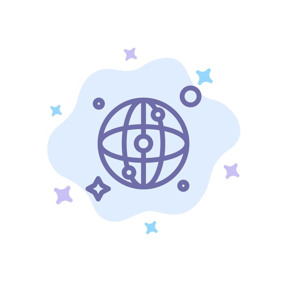 blaues Symbol des Weltkartennetzwerks auf abstraktem Wolkenhintergrund vektor