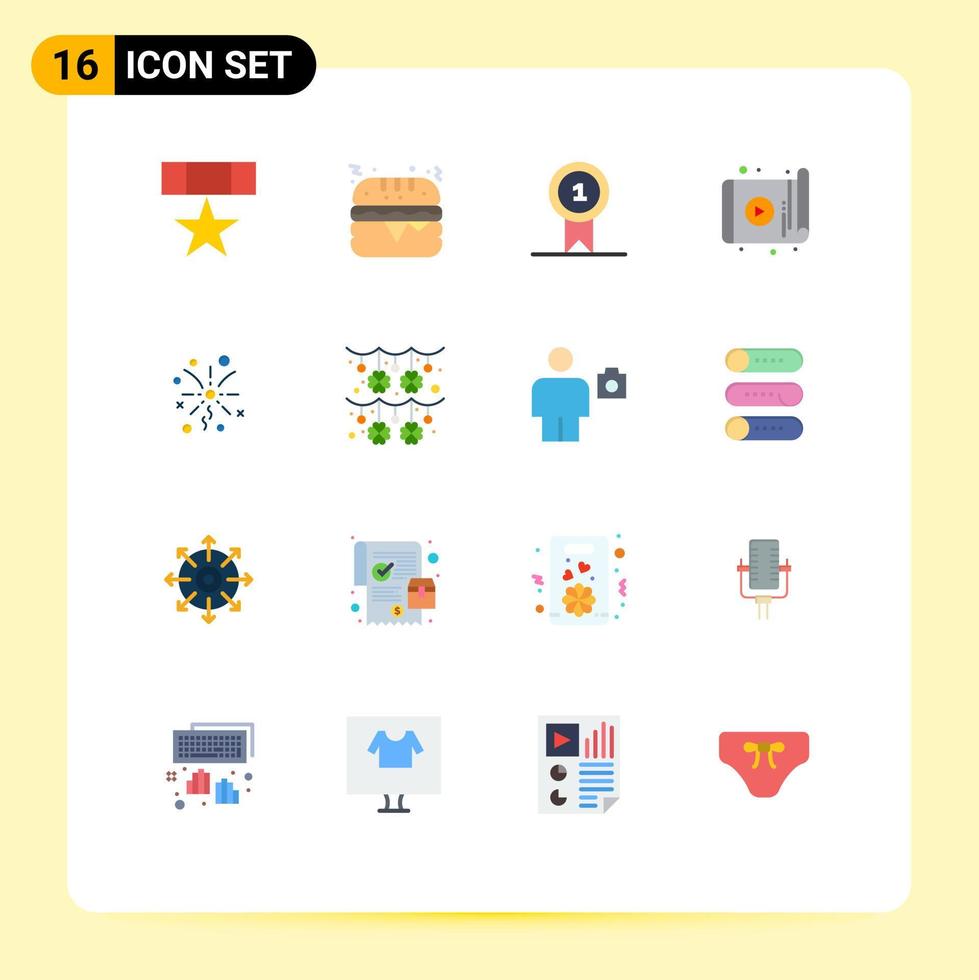 16 universell platt Färg tecken symboler av fyrverkeri enhet pris- teknologi app redigerbar packa av kreativ vektor design element