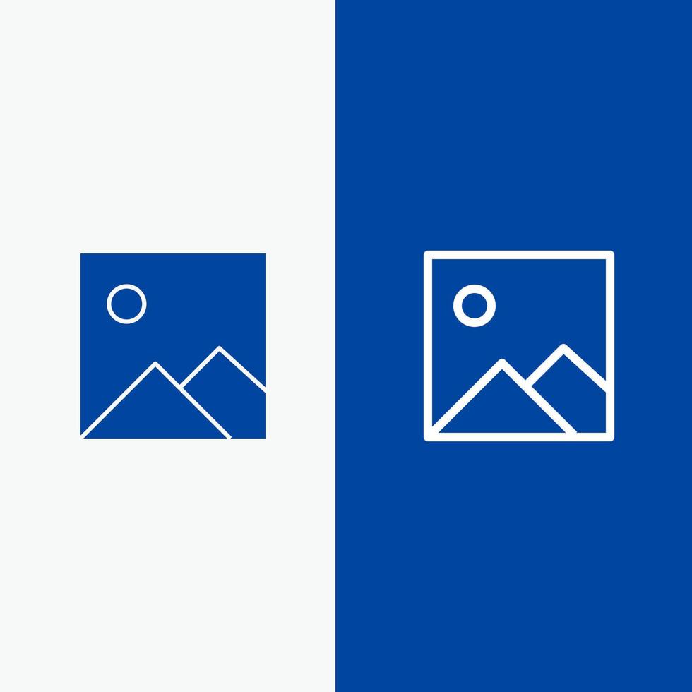 Twitter-Bild Bildlinie und Glyphe solides Symbol blaues Banner Linie und Glyphe solides Symbol blaues Banner vektor