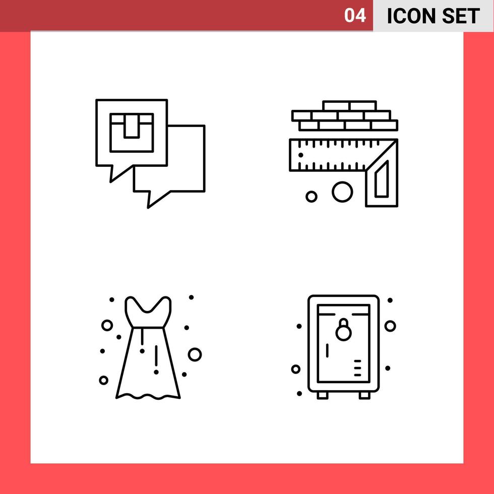 4 ikon packa linje stil översikt symboler på vit bakgrund enkel tecken för allmän design kreativ svart ikon vektor bakgrund