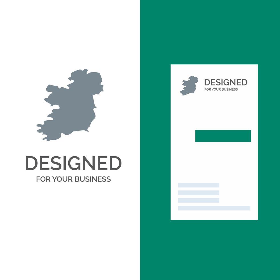 Weltkarte Irland graues Logo-Design und Visitenkartenvorlage vektor