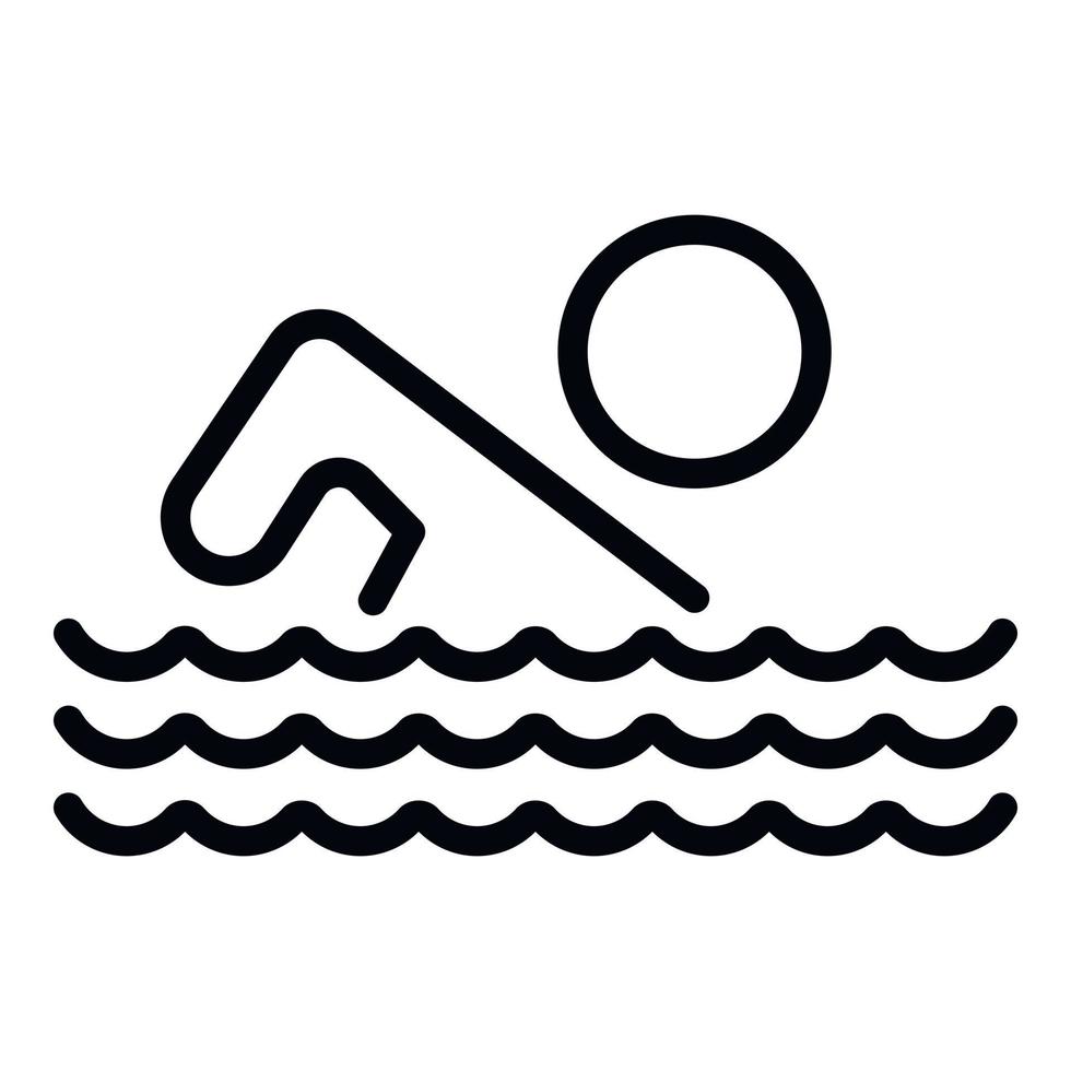 Mann schwimmen Symbol, Umriss-Stil vektor