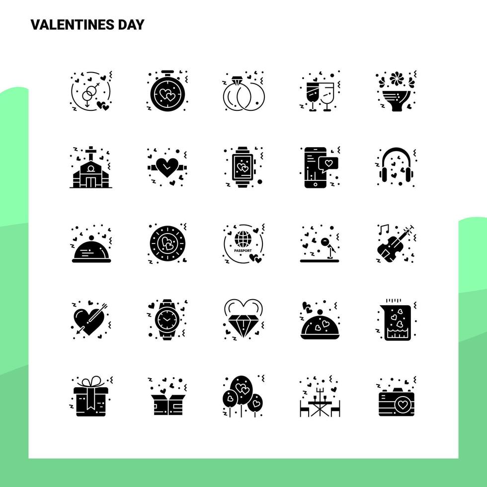 25 Valentinstag-Icon-Set solide Glyphen-Icon-Vektor-Illustrationsvorlage für Web- und mobile Ideen für Unternehmen vektor