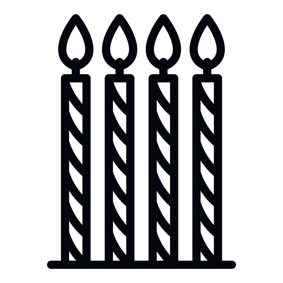 Symbol mit vier dünnen Kerzen, Umrissstil vektor