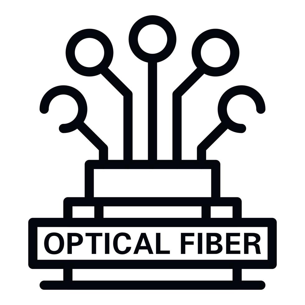 optisk fiber logotyp ikon, översikt stil vektor