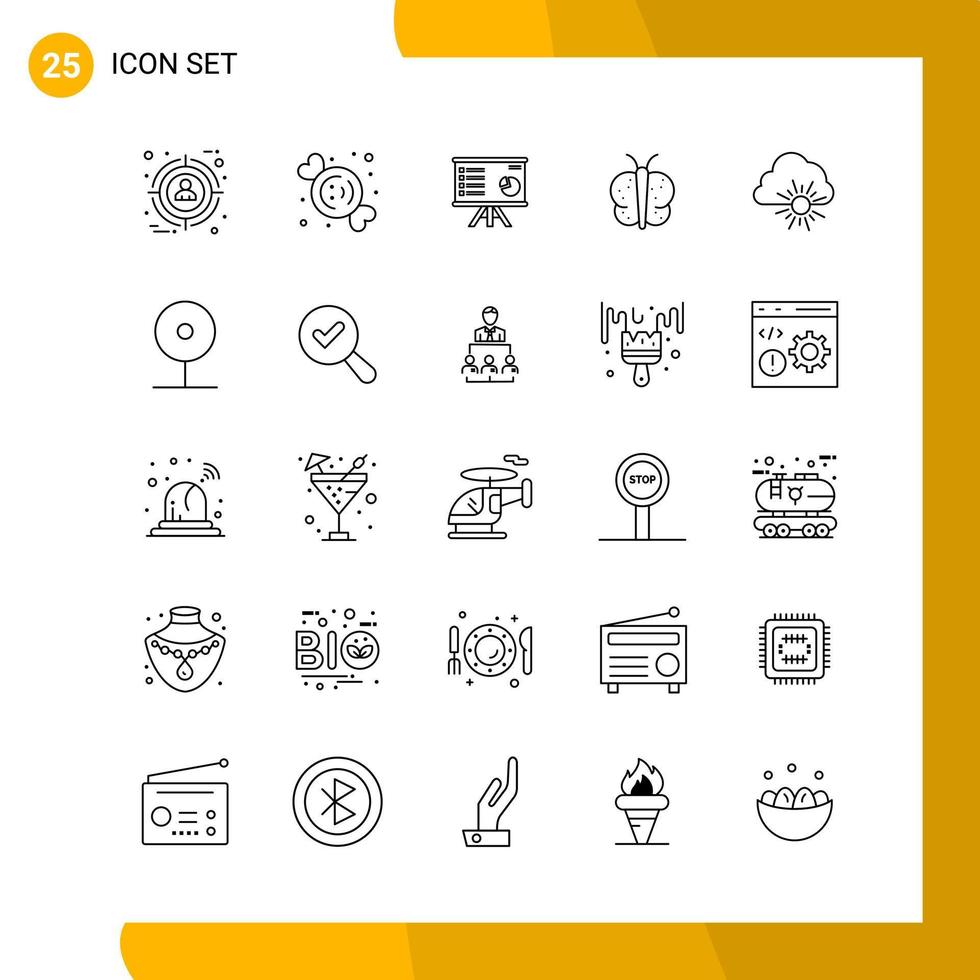 25 ikon uppsättning linje stil ikon packa översikt symboler isolerat på vit backgound för mottaglig hemsida design kreativ svart ikon vektor bakgrund