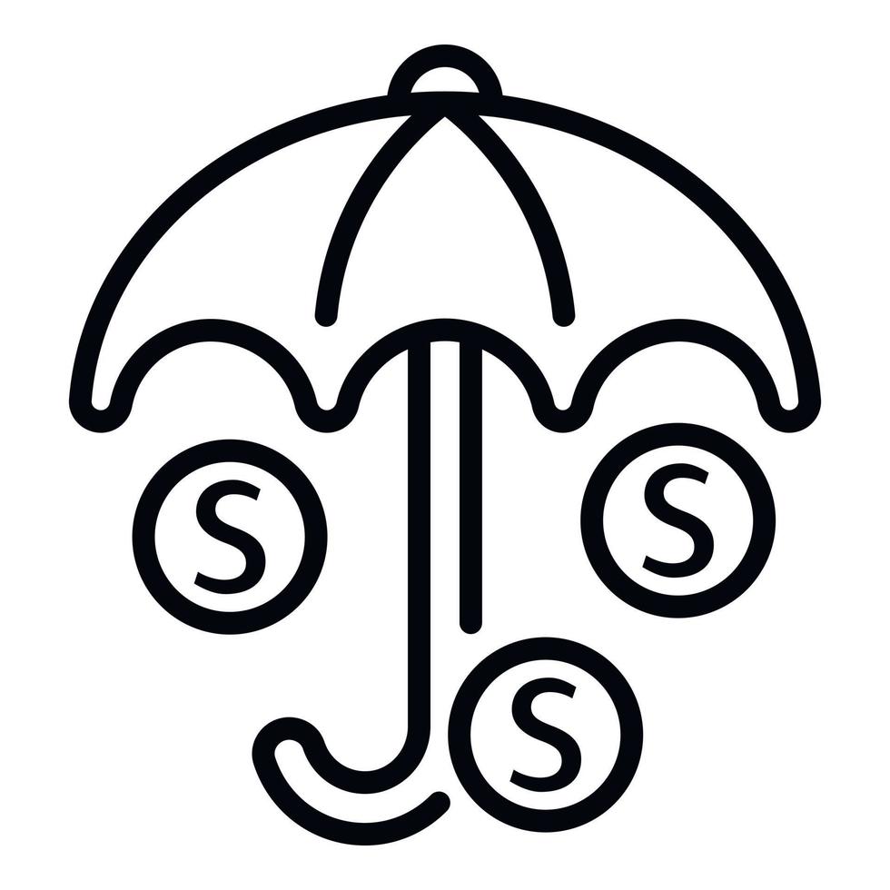 geldsicheres Regenschirmsymbol, Umrissstil vektor