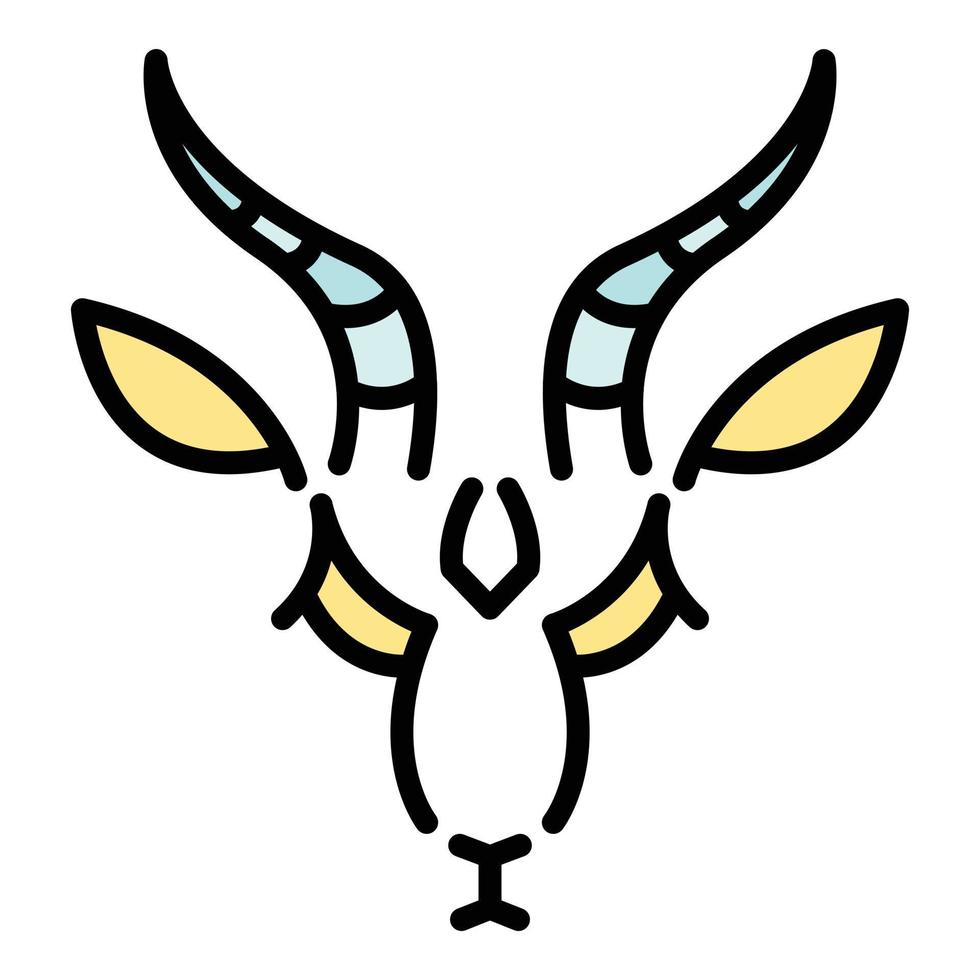 Horn Gazelle Symbol Farbe Umriss Vektor