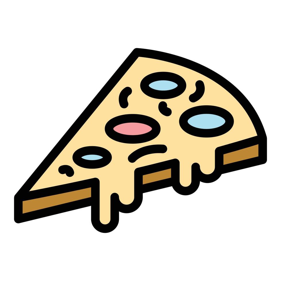 Slice Pizza Symbol Farbe Umriss Vektor