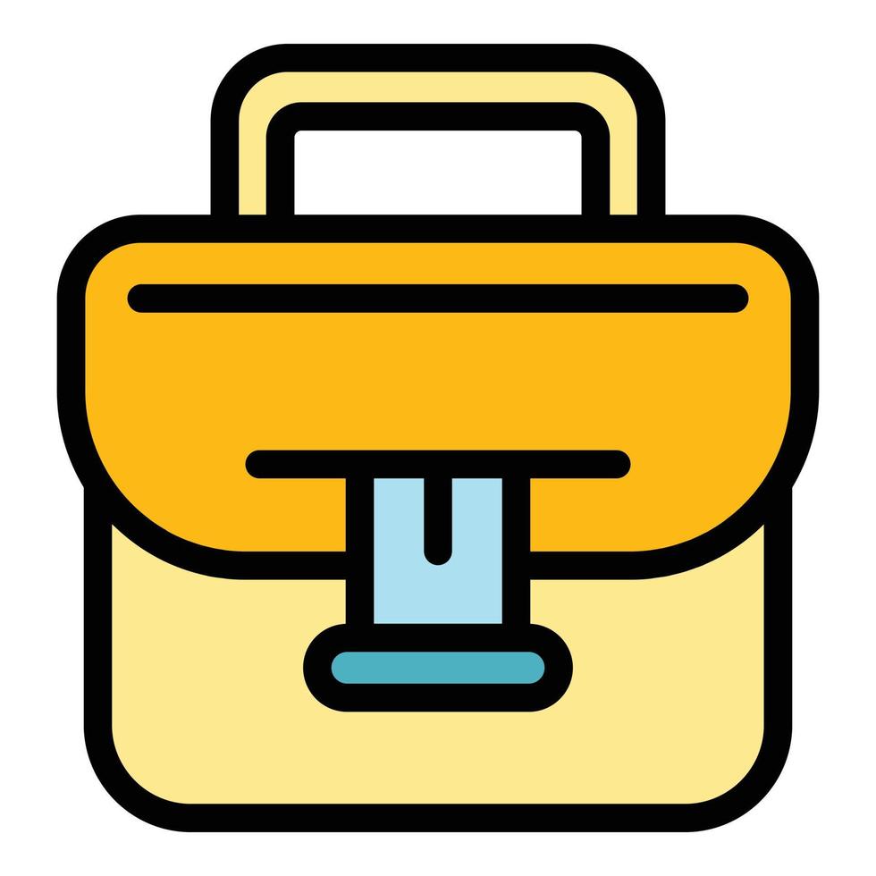kontor resväska ikon Färg översikt vektor