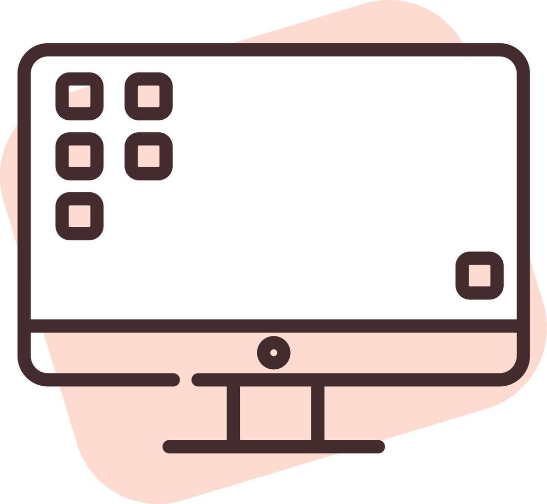 Elektronik Computermonitor, Symbol, Vektor auf weißem Hintergrund.