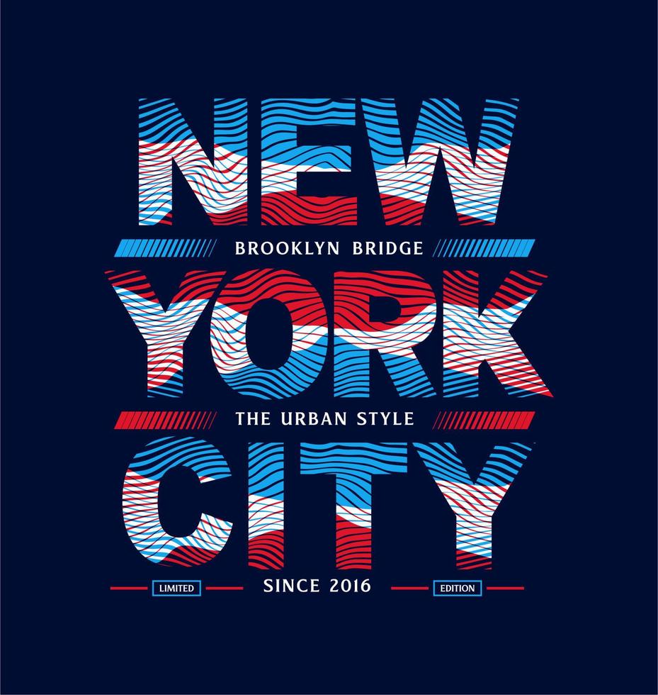 New York City Typografie-Design für T-Shirts gedruckt vektor