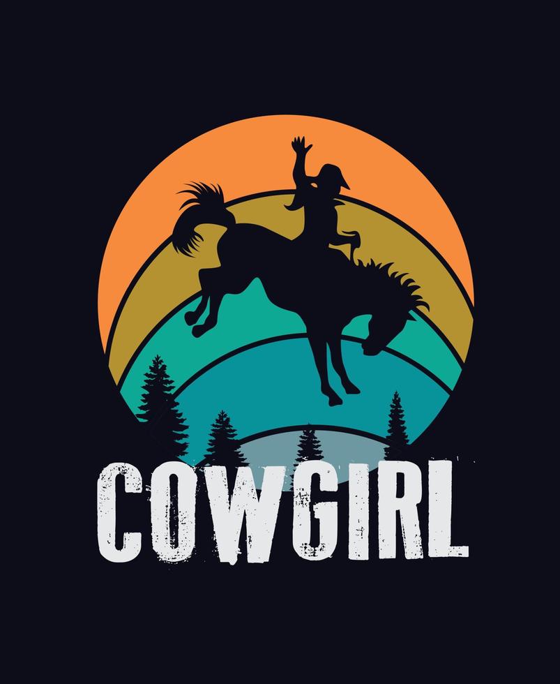 kreatives Cowgirl-T-Shirt-Vorlagendesign. vektor