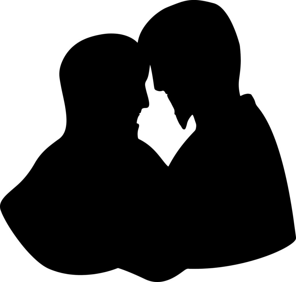 Schwarz-Weiß-Silhouette-Paare. Liebhaber, Kuss. Valentinstag. vektorillustration für website, druck vektor