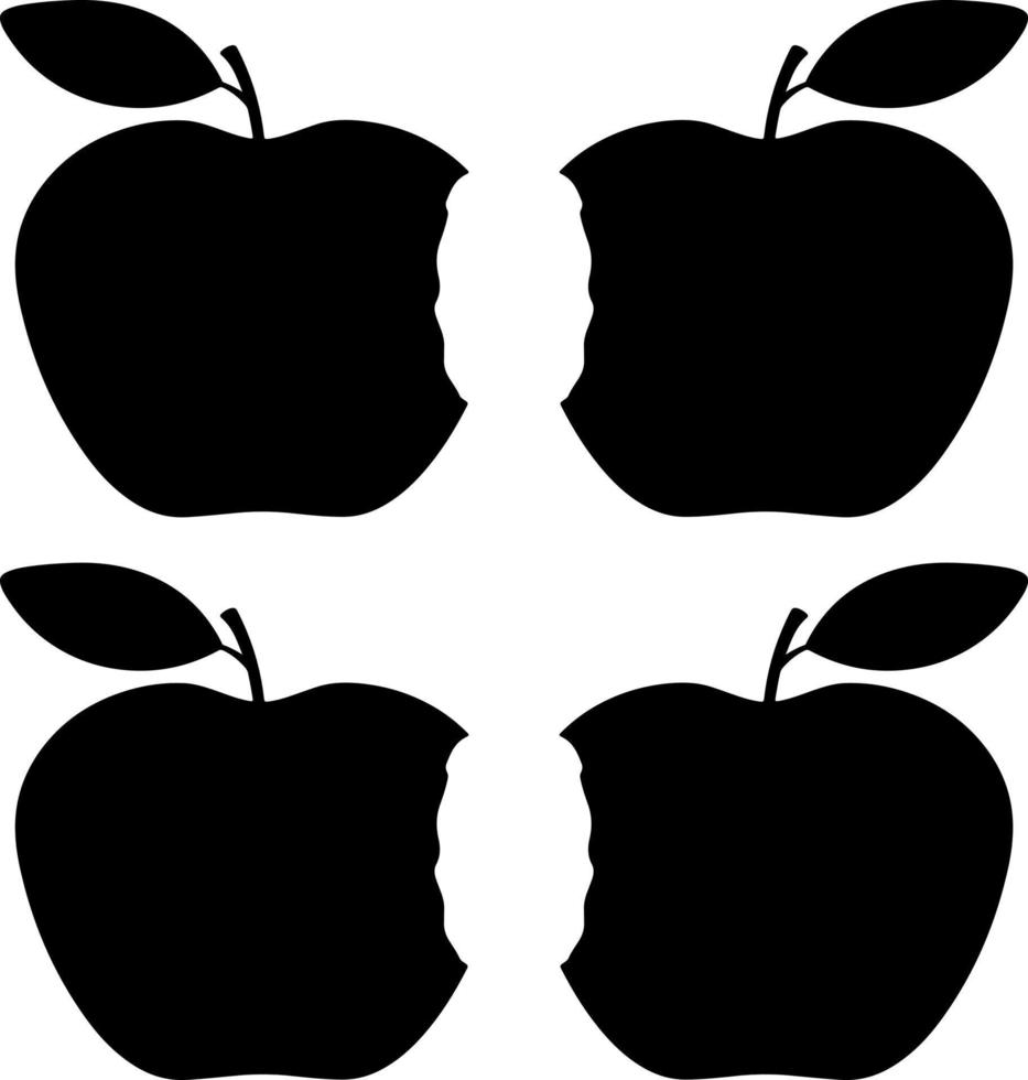 äpple frukt med svart färger vektor