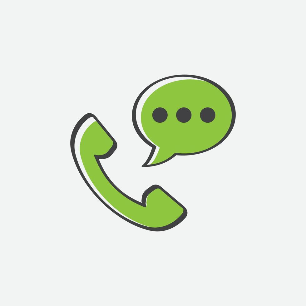 Telefonsymbol mit Chat-Blasen-Symbolvektor, Chat-Kommunikations-Telefonvektor, Sprechblasen-Telefonsymbol, Kontakt- und Support-Symbolvektordesign. vektor