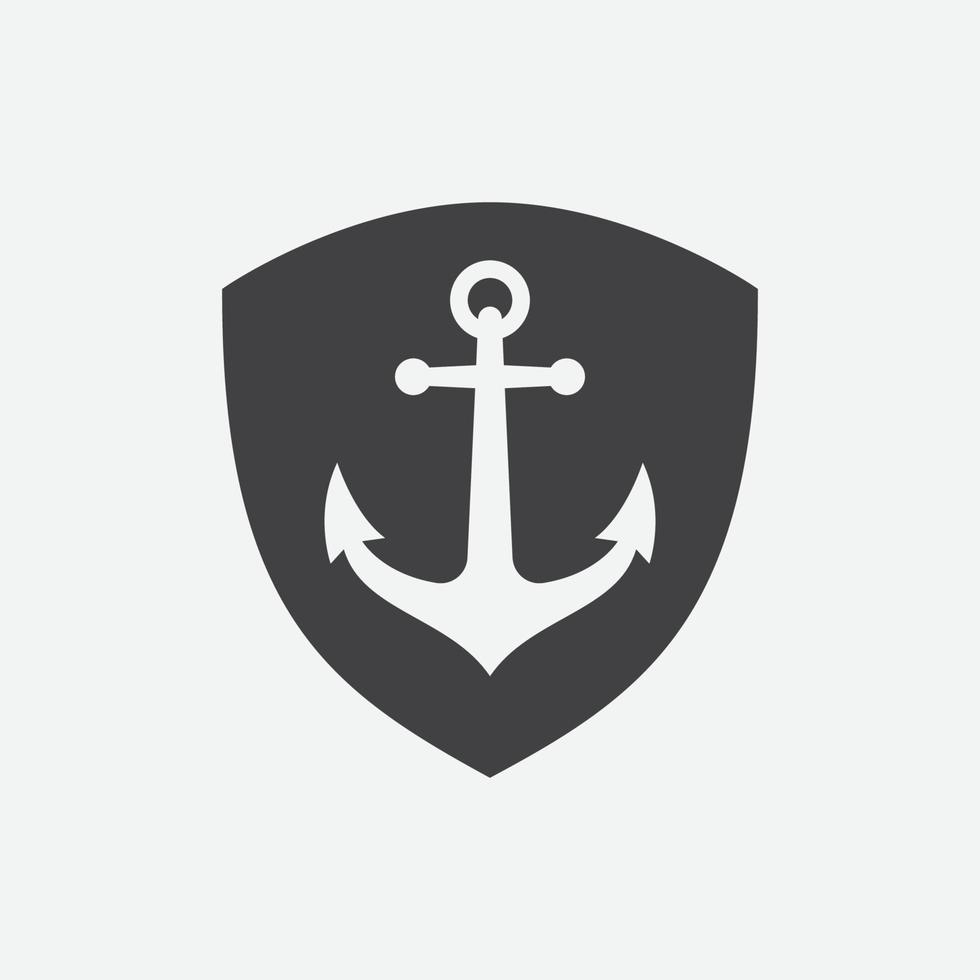 ankare skydda vektor logotyp ikon i linjär stil, nautisk maritima, hav hav båt illustration symbol, ankare vektor ikon, pirat nautisk havs båt, ankare ikon, enkel vektor ikon