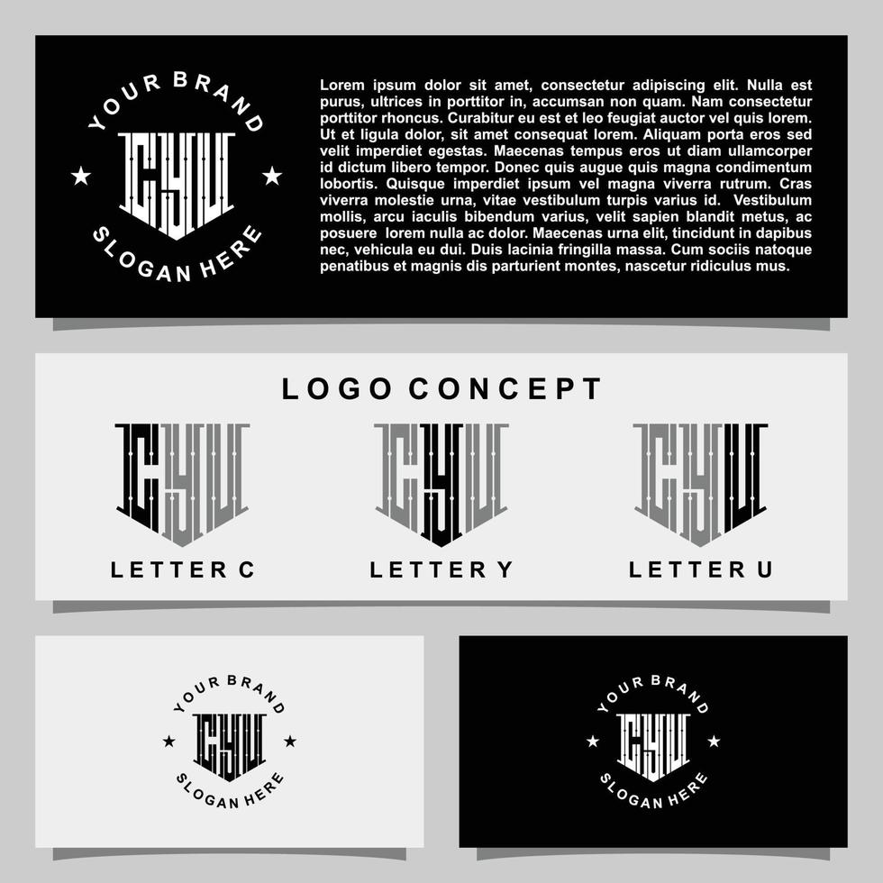 kreativ brev c y u monogram logotyp design mall vektor