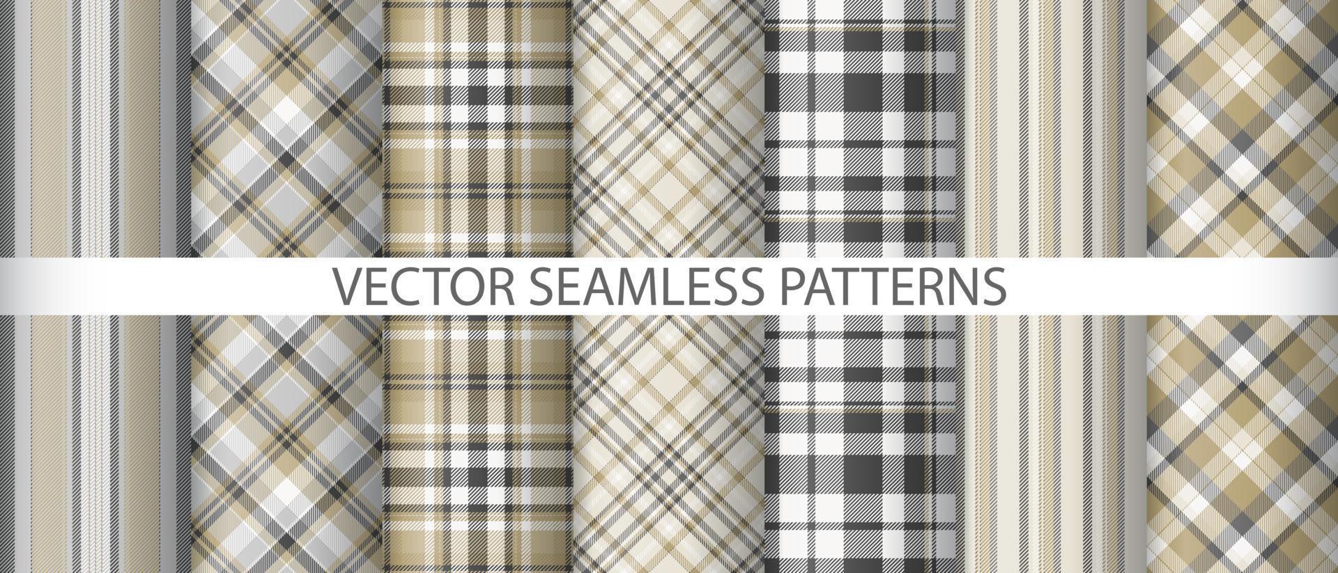 Stellen Sie den karierten Hintergrund des Gewebes ein. Vektor Tartan nahtlos. texturmuster textil kariert.