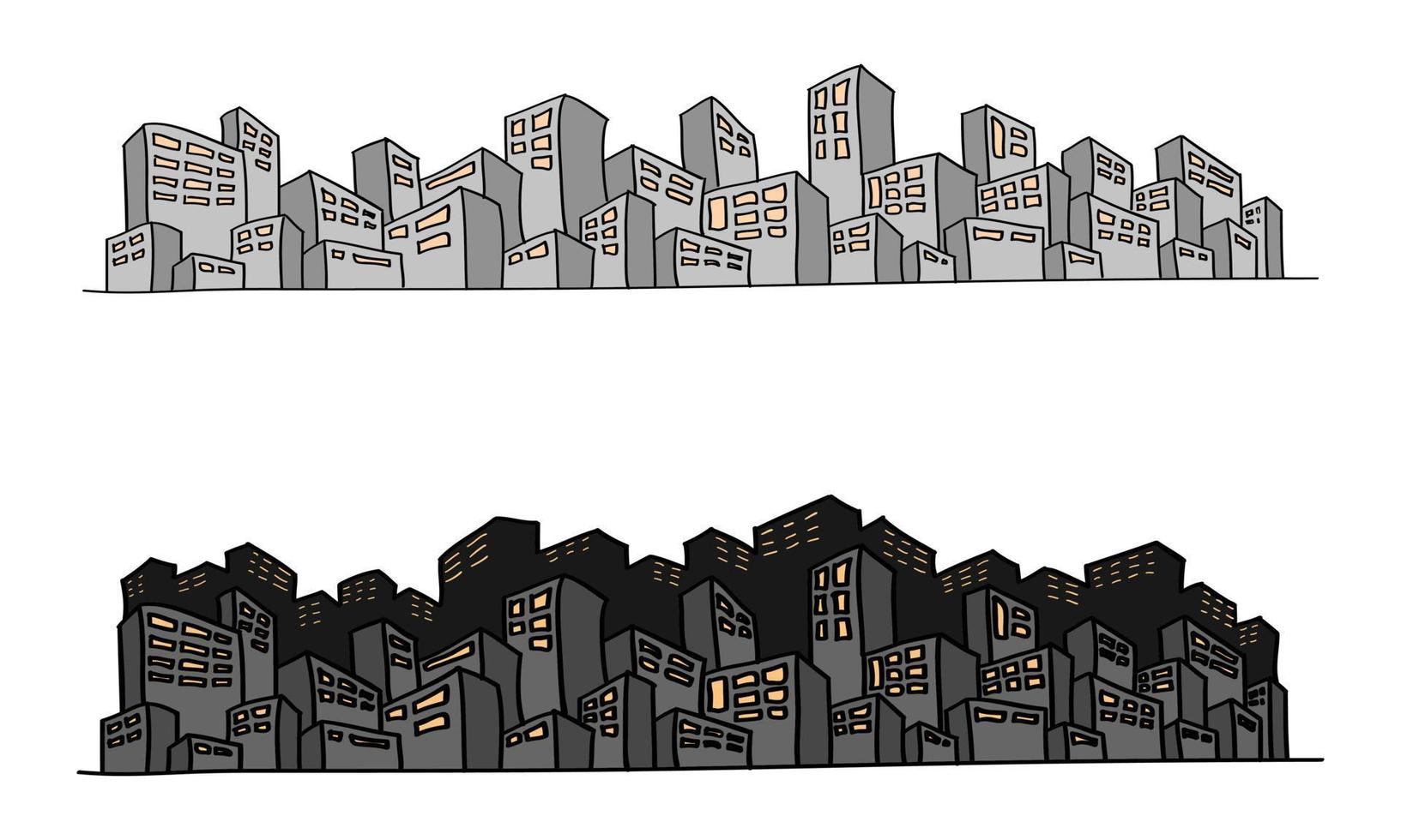 hand gezeichnete stadtbildillustration im gekritzelstil vektor