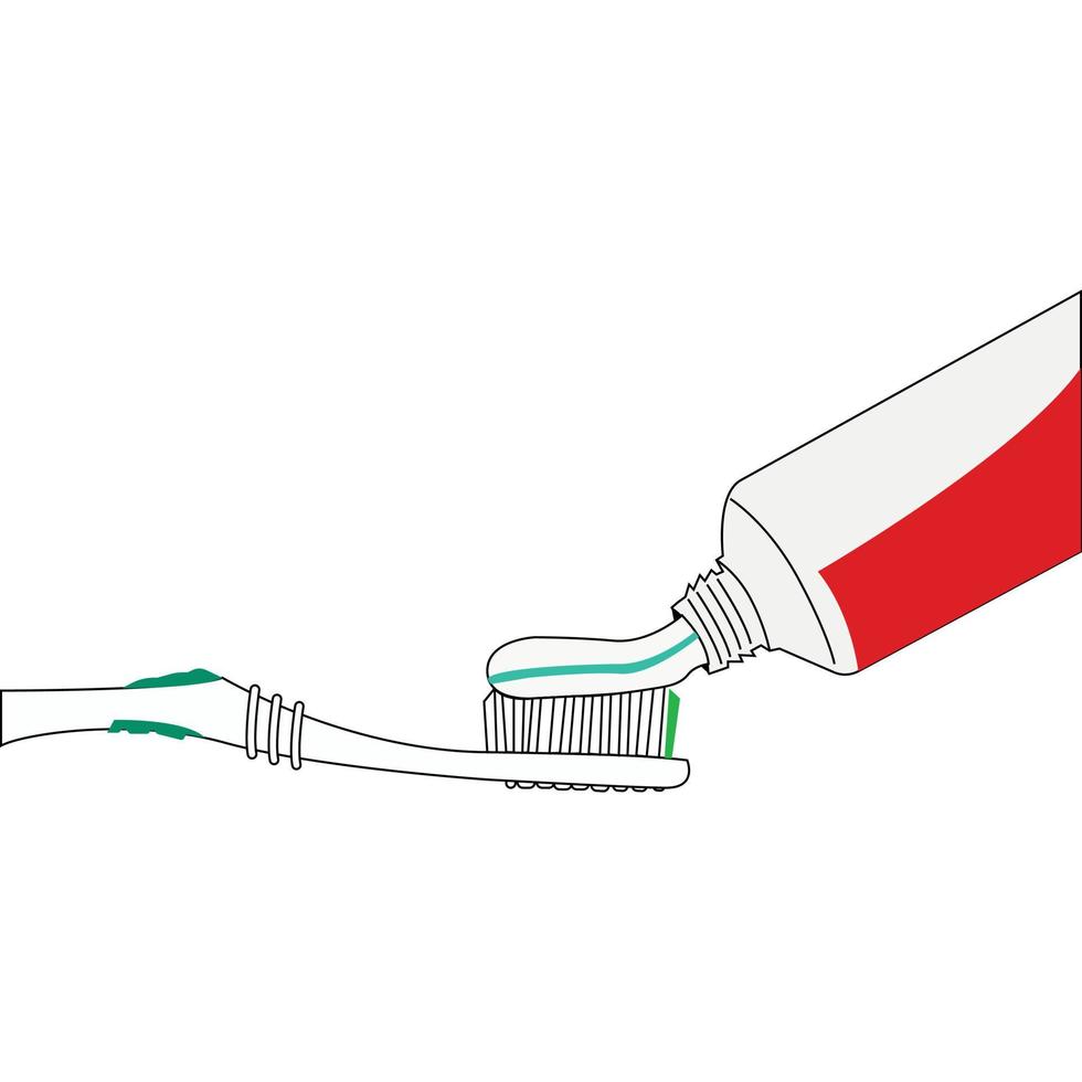 klistra på en tandborste isolerat på vit bakgrund vektor