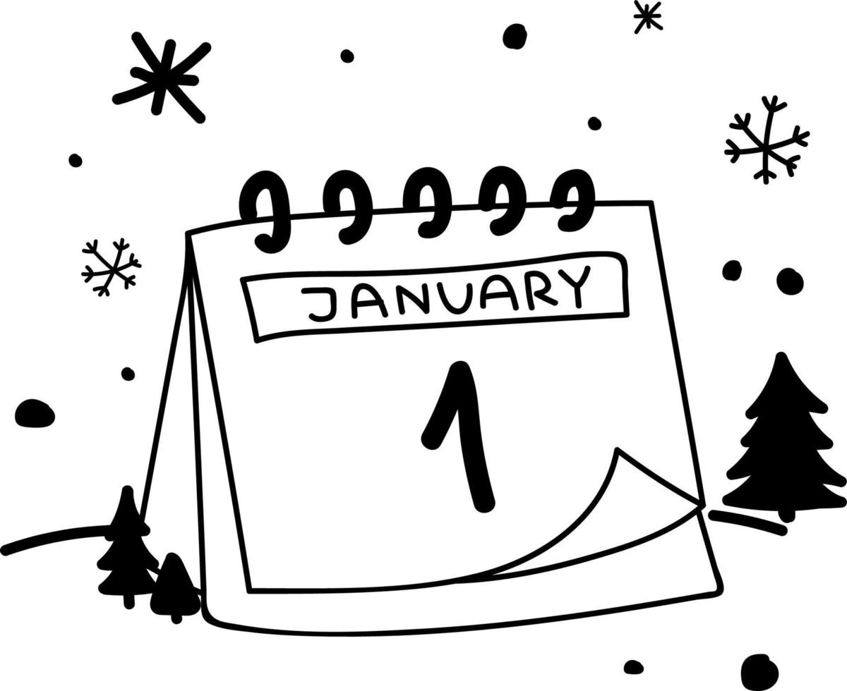 Kalenderblatt 1. Januar vektor