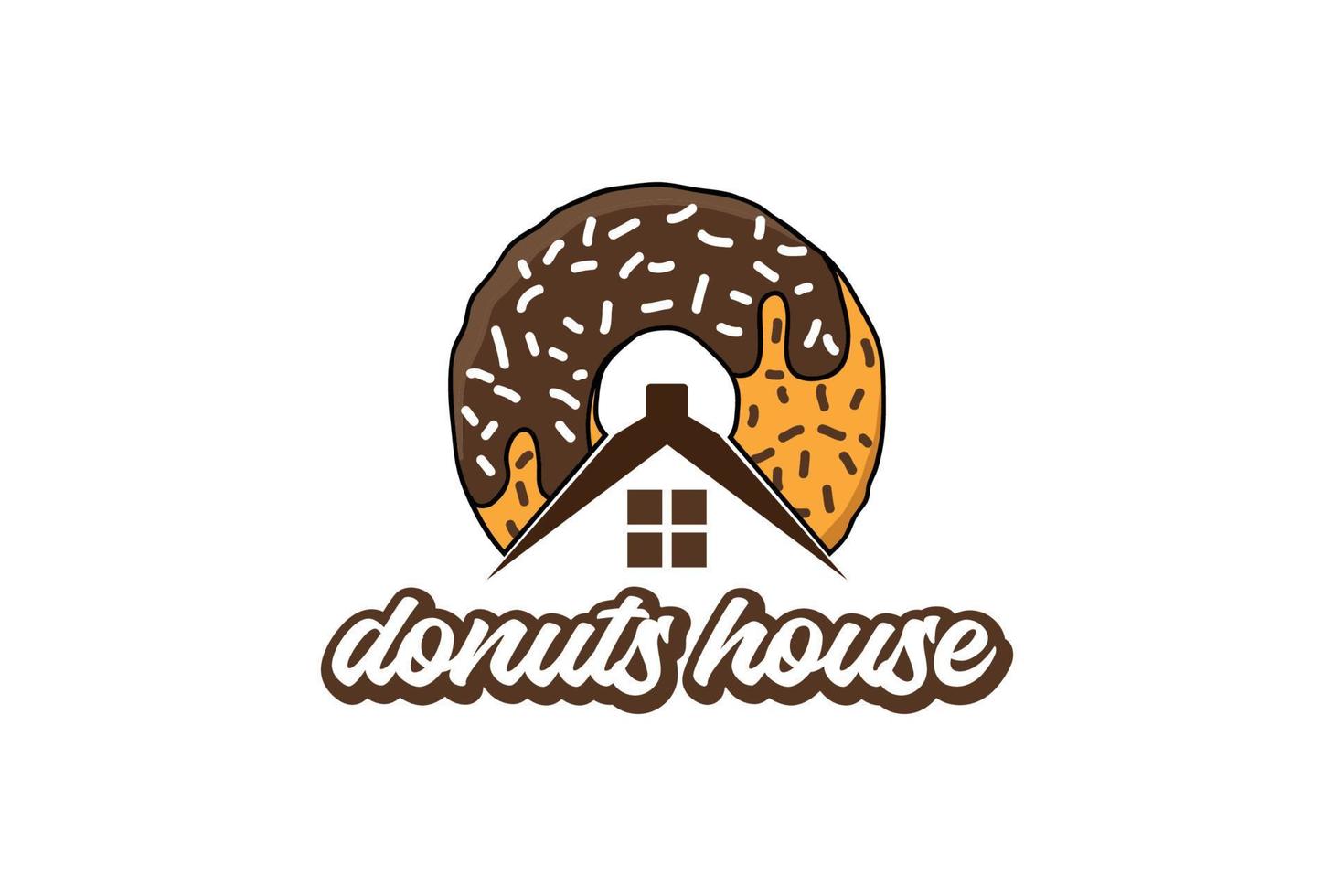 einfaches Donuts-Haus für Bäckerei-Shop-Logo-Design vektor