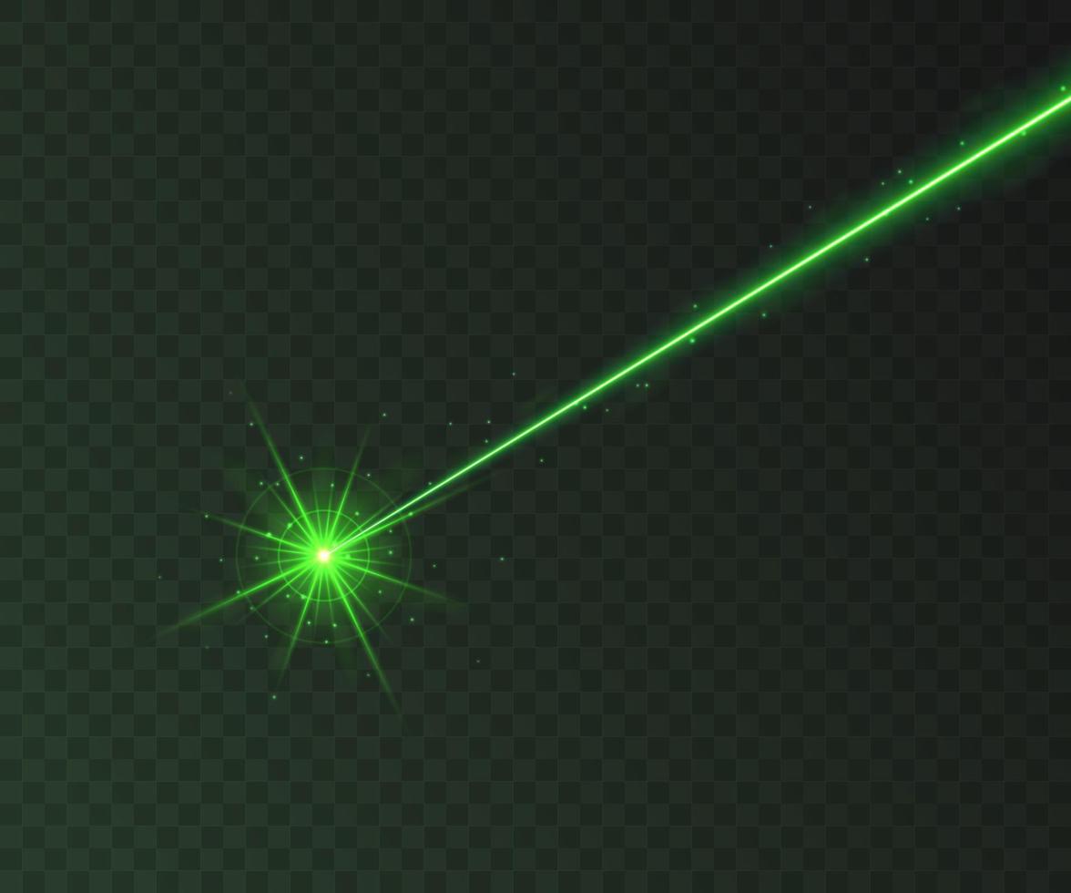 grüner Laserstrahl-Lichteffekt isoliert auf transparentem Hintergrund vektor