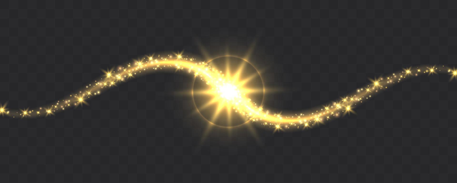 lysande magi virvla runt, gyllene ljus spår effekt med gnistrar. vektor