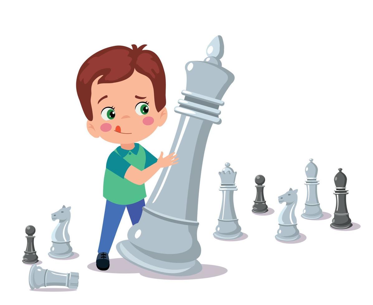 Zeichentrickfigur beim Schachspiel vektor