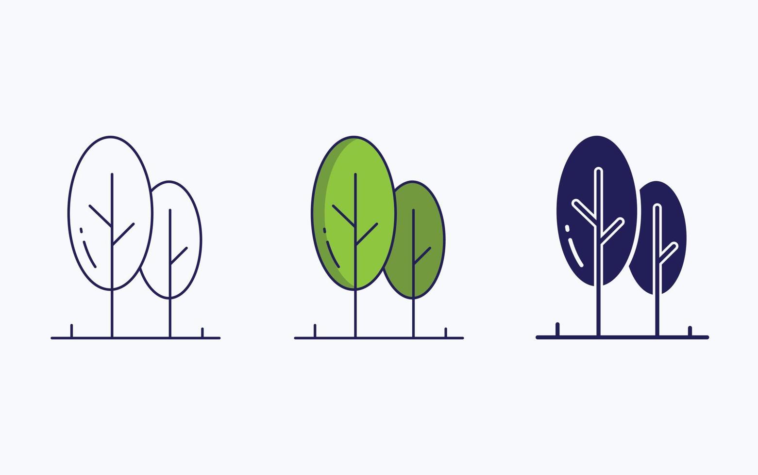 träd ikon, linje och glyf vektor illustration