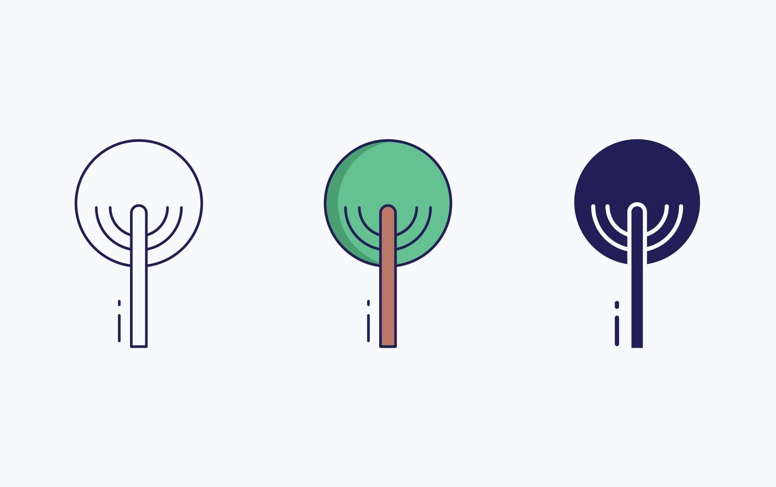 träd ikon, linje och glyf vektor illustration