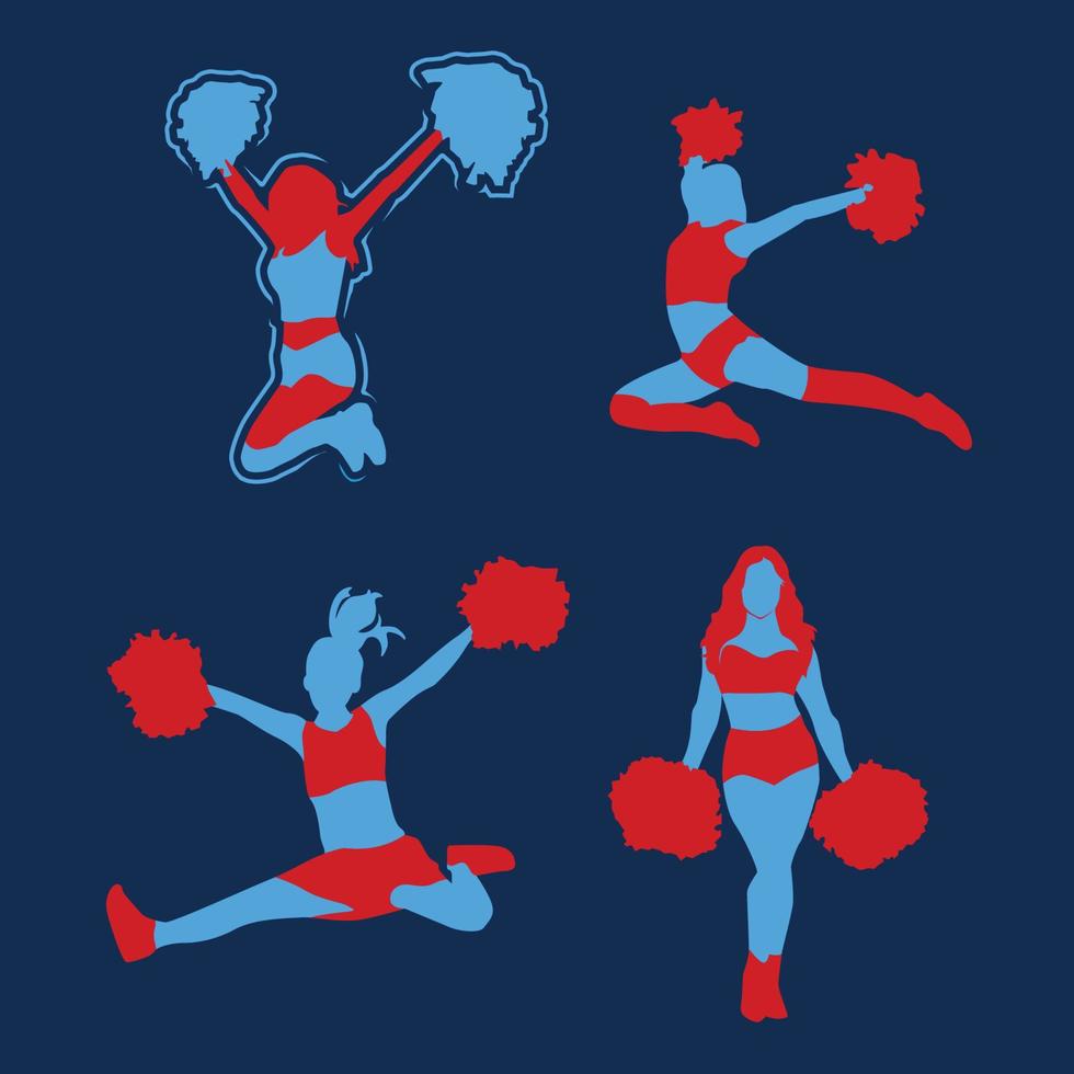 Satz von Cheerleader-Logo-Design-Illustration vektor