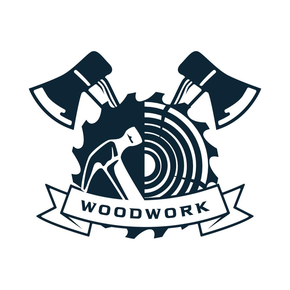 Zimmerei-Holzarbeiten-Vektor-Logo-Design-Vorlage vektor