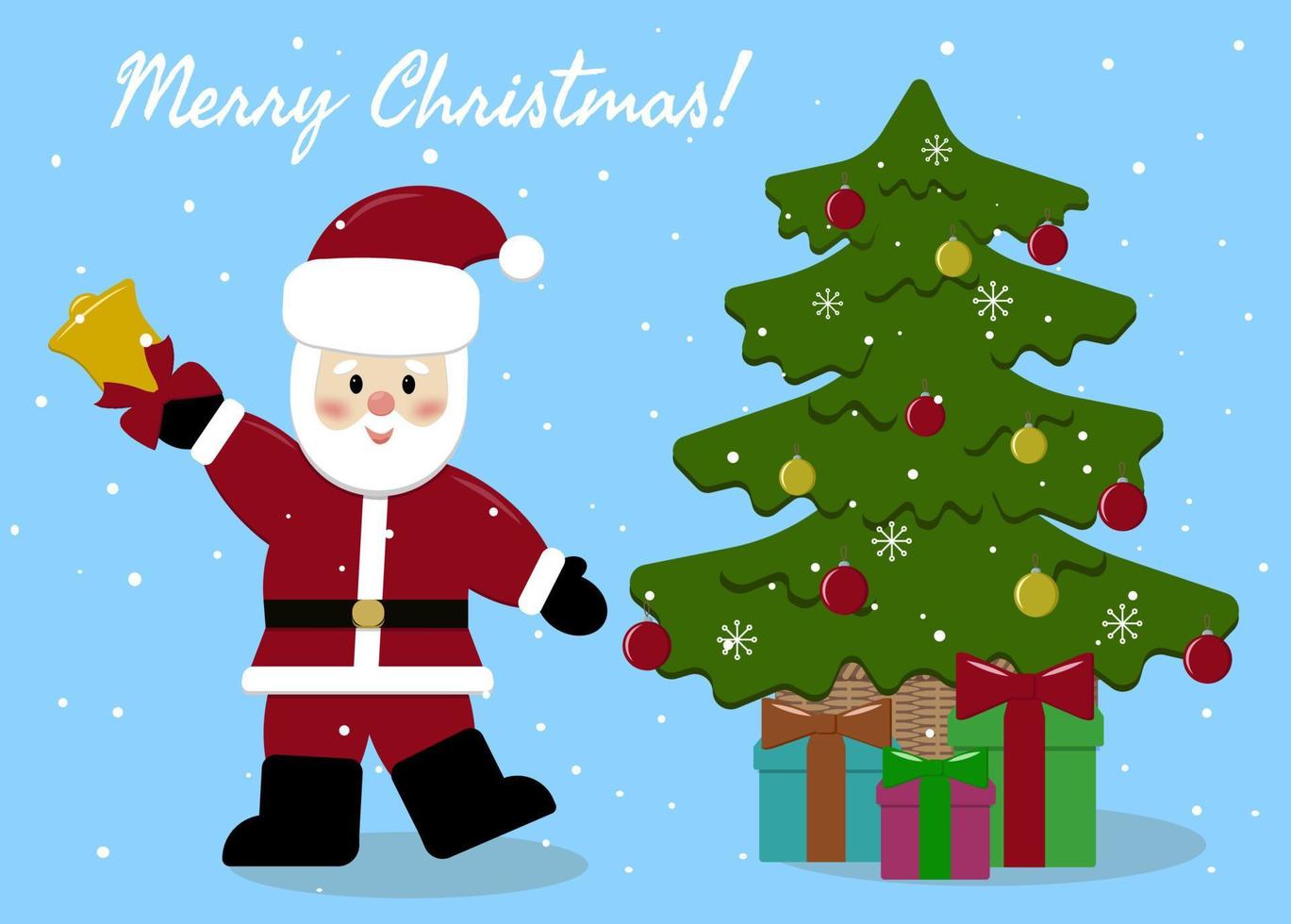 Weihnachtskarte mit dem Weihnachtsmann und einem Weihnachtsbaum vektor