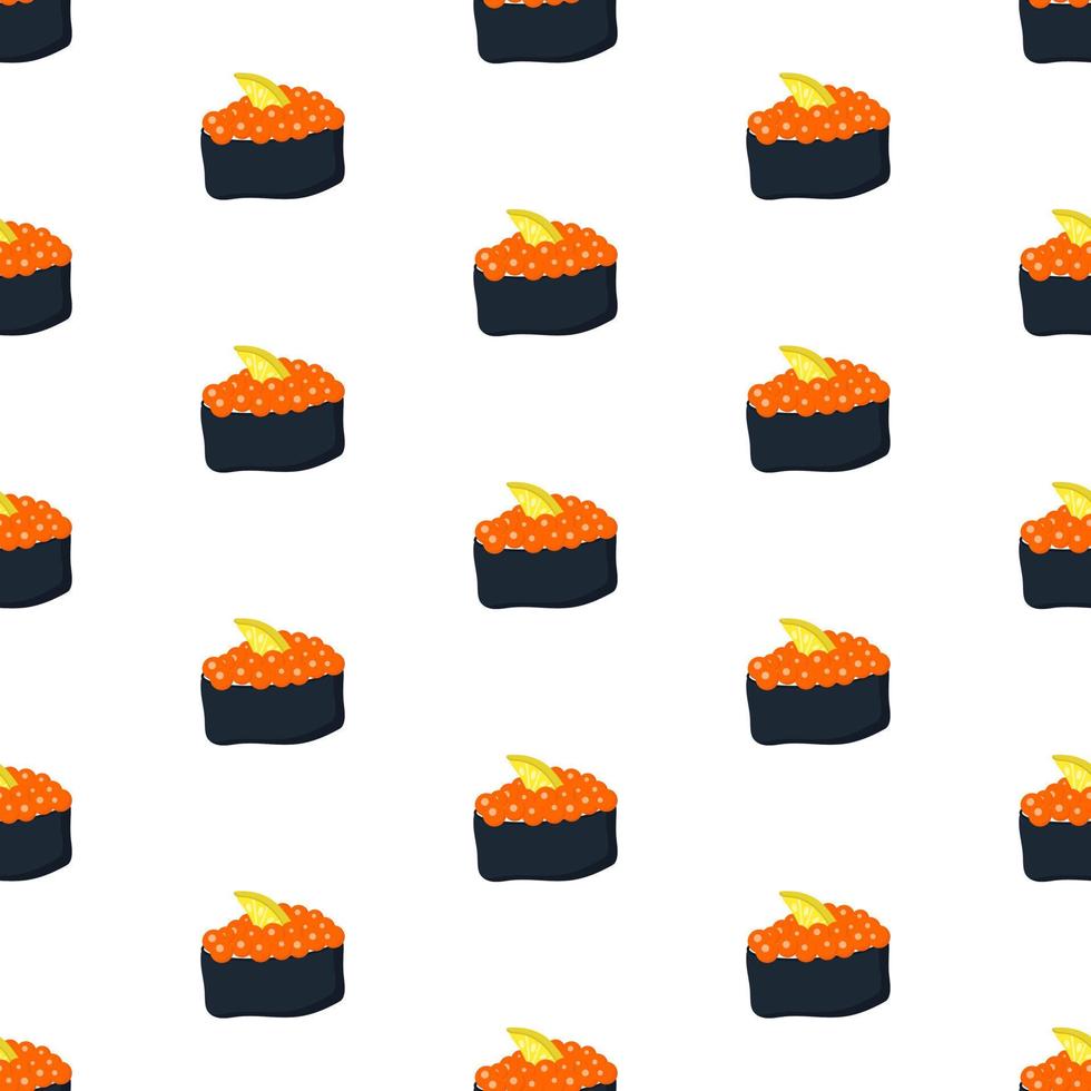 sömlös mönster med sushi med röd kaviar. vektor illustration