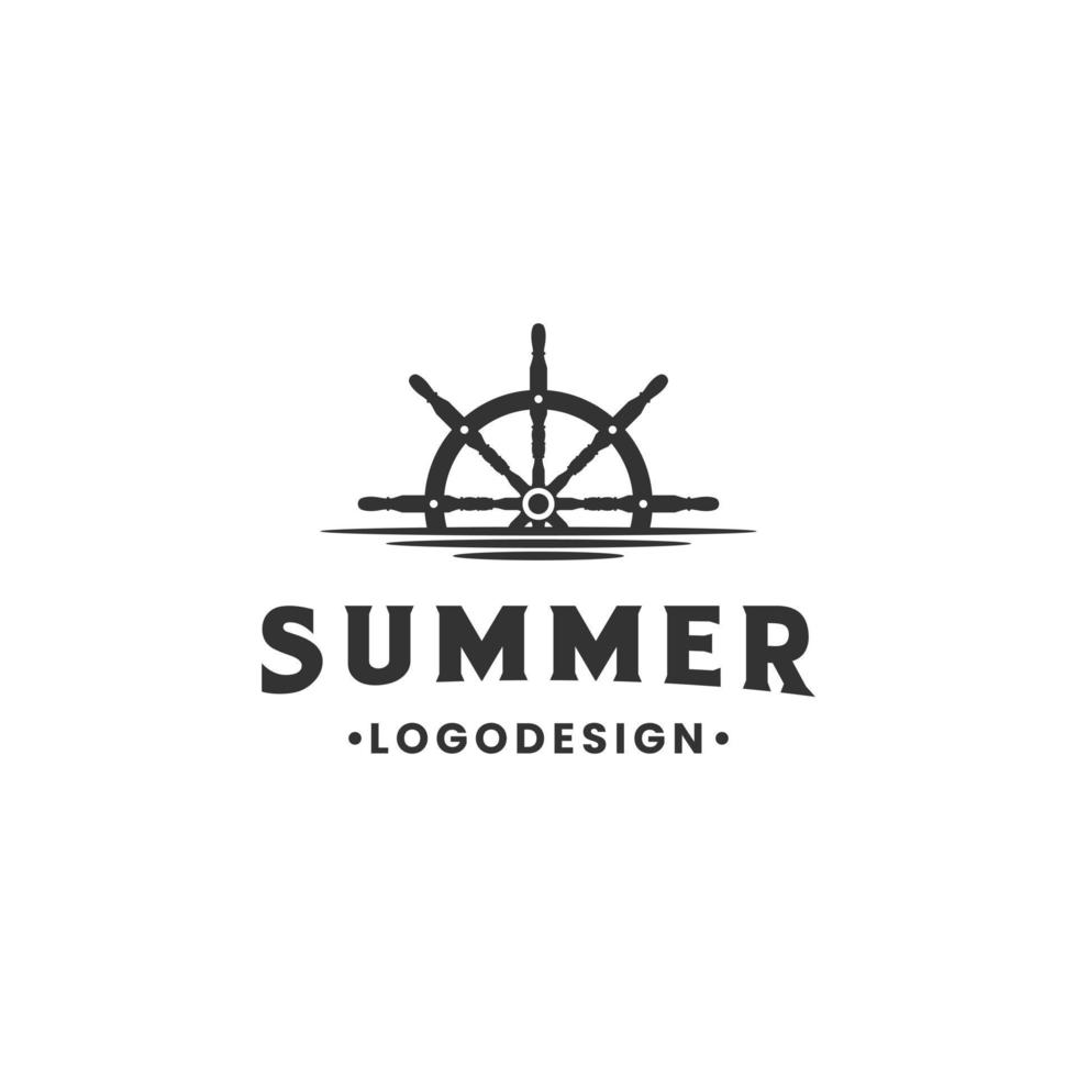 lenkrad kapitän boot schiff yacht kompass logo design vintage. nautisches Logo vektor