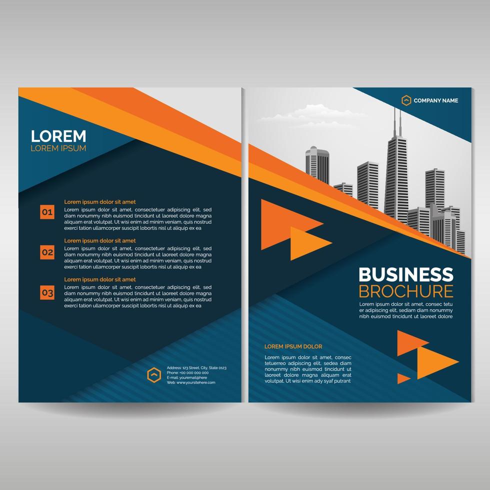 företag broschyr omslag mall med orange detaljer vektor