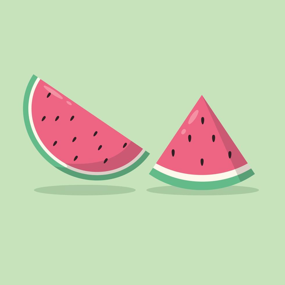 frische und leckere Wassermelone in Scheiben geschnitten. vegetarisches und ökologisches essen. gesundes Essen. süße Wassermelone. tropische Früchte. vektor
