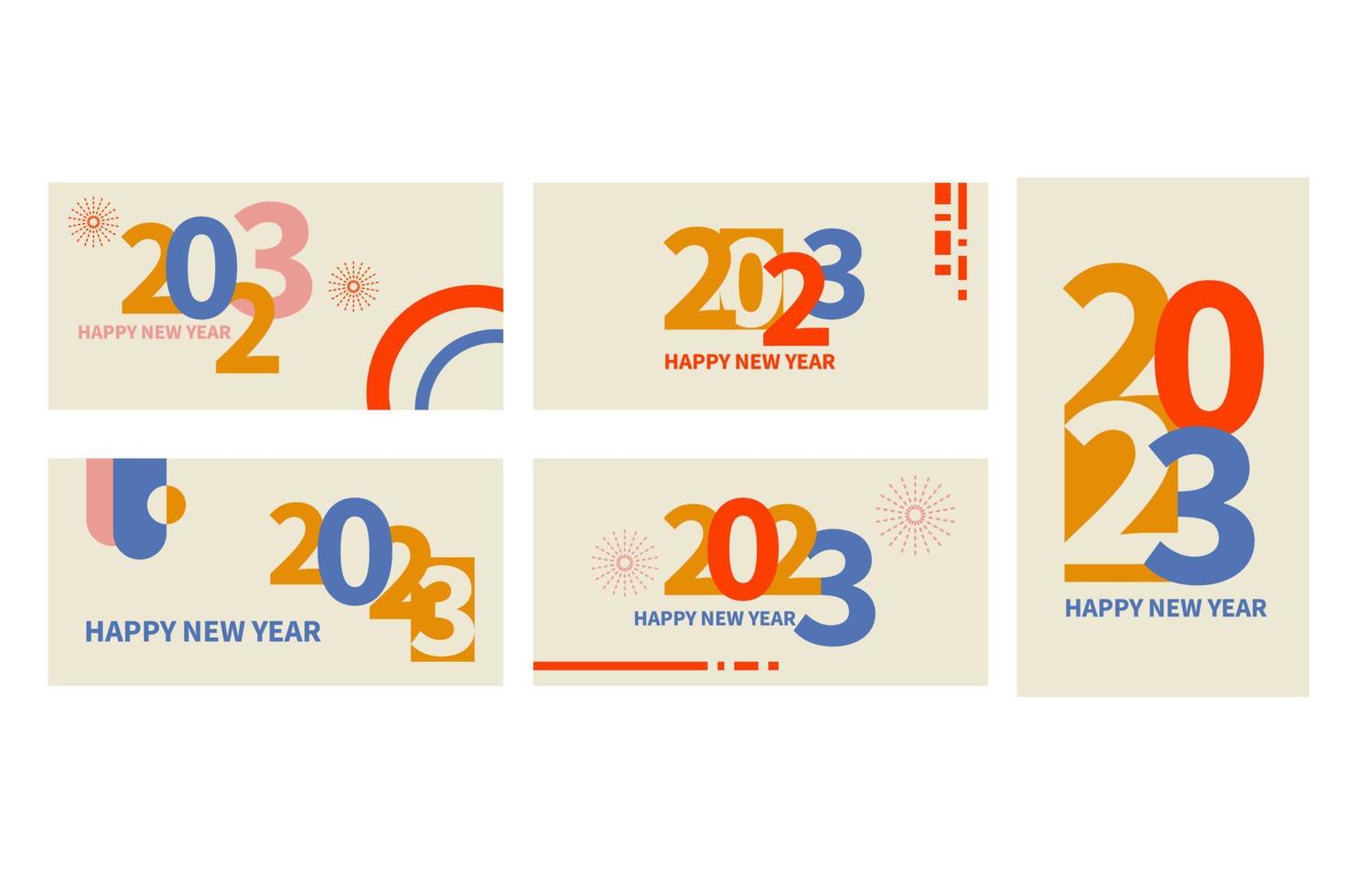 2023 Frohes neues Plakat-Set. abstraktes Typografie-Design-Logo 2023 für Vektor