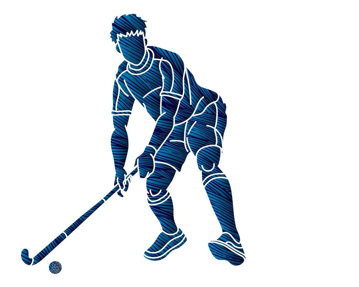 feldhockeysport männliche spieleraktion vektor